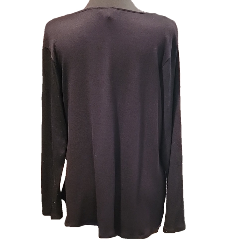 Vince Camuto Black Long Sleeve Knit Tie Front Top Womens Size 1X - Picture 4 of 5